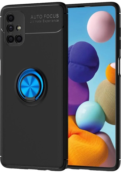 Newface - 916 - Samsung Galaxy Uyumlu M51 Kılıf Range Yüzüklü Silikon - Csmo-tex - - Siyah-mavi