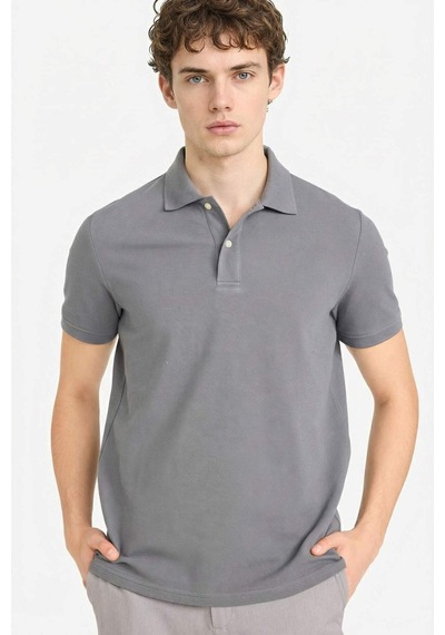 Defacto %100 Pamuk Polo Tişört E9504ax26spgr206 Gri-gr206