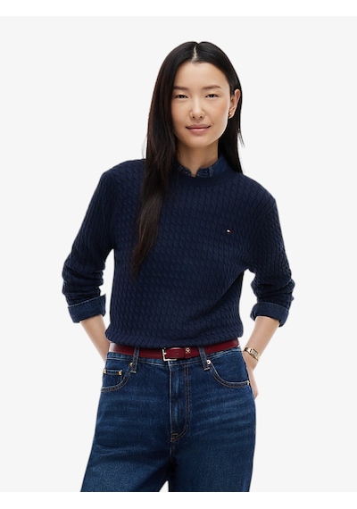 Tommy Hilfiger Co Cable Fıne Gg C-nk Ls Sweater Kadın Mavi Kazak - Ww0ww44993