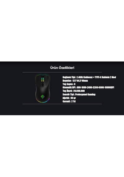 North Game Over Kablosuz Şarjlı RGB Optik Oyuncu Mouse