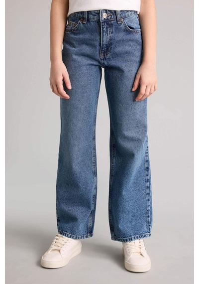 Defacto Straıght Wıde Geniş Paça Jean Pantolon Kız Çocuk G4654a826smnm28 Mavi-nm28