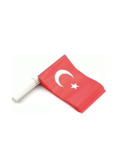 Türk Bayrağı Al Yıldızlı Çıtalı Sopalı Baskılı Bayrak 10 Adet Diğer