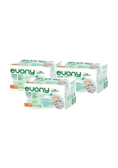 Evony 3 Katlı Cerrahi Maske Yumuşak Elastik Kulaklı 150 Adet