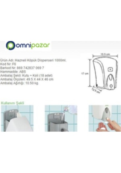Omnipazar Vialli F6c Hazneli Köpük Sabun Dispenseri Gri - Krom 1000 Ml Gri