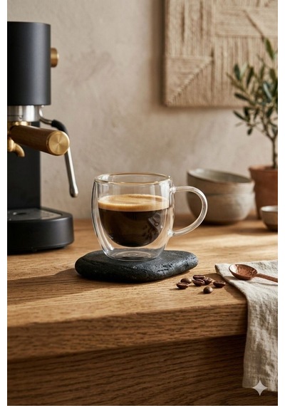 4 Lü Türk Kahvesi Bardağı Kuplu Espresso Bardağı Çift Cidarlı 80 Ml Şeffat