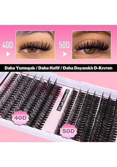Takma Kirpik Seti 280 Parça 40d 50d D Kavis Kirpik Kümesi Yapıştırıcı Dahil