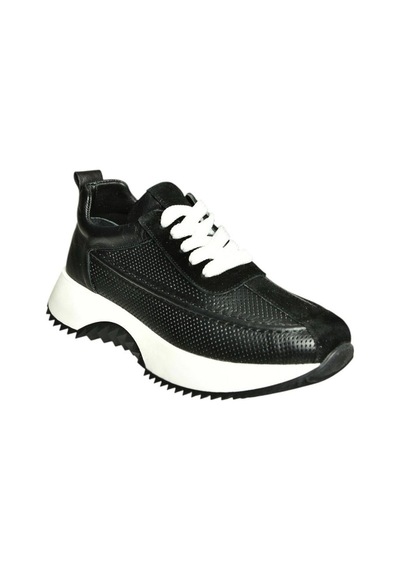 Fox Shoes U555020503 Siyah Hakiki Deri Spor Ayakkabı Sneakers Siyah-hakiki Deri