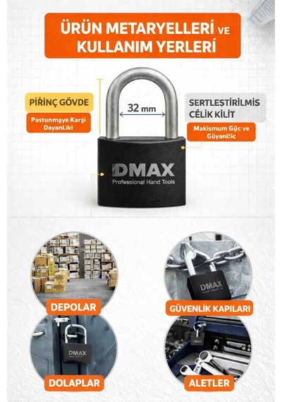 Extra Güçlü Çelik Asma Kilit Profesyonel Güvenlik Kilidi, Heavy Duty Metal Padlock, Dayanıklı Paslanmaya Dirençl