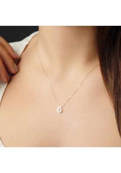 Damla Tektaş Altın Kolye Rose Gold 14K