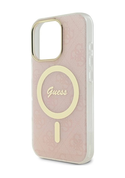 Apple iPhone 16 Pro Max Uyumlu Kılıf Guess Lisanslı Magsafe Özellikli Yazı Logolu 4g Desenli Pembe