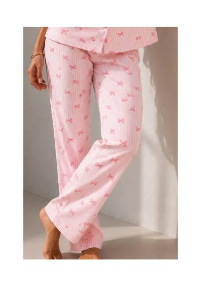 Fit Women Kadın Klasik Doğal Düğme Gece Pembe Pijama Takımı