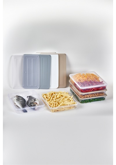 Deepfreezer Organizer Saklama Kabı Büyük 2.4 Lt 6 Adet Şeffaf