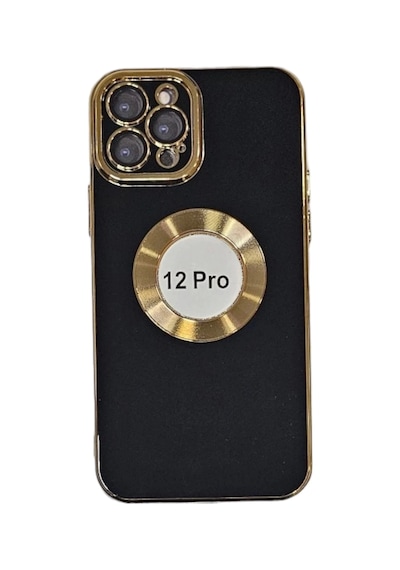 Apple Uyumlu iPhone 12 Pro Kılıf Lüx Lazer Gold Siyah