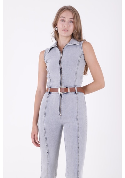 Dekoratif Kemer Detaylı Ve Kolsuz Fermuarlı Rahat Kot Kadın Tulum Kar Yıkama Açık Mavi Denim Kar Yıkama Açık Mavi Dekoratif Kemer Detaylı Ve Kolsuz Fermuarlı Rahat Kot Kadın Tulum Kar Yıkama Açık Mavi Denim Kar Yıkama Açık Mavi