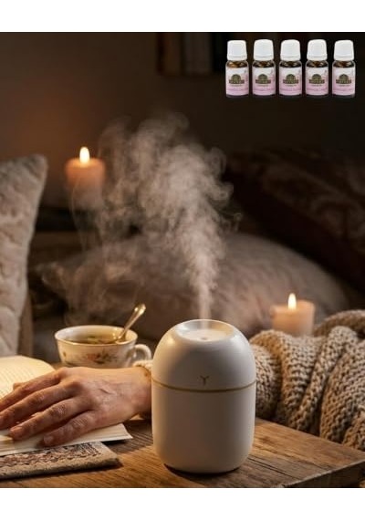 Yamanhobi Mini Nemlendirici 5 Esans  Led Işıklı Taşınabilir Aromaterapi Buhar Makinesi