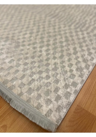 Mikro Geometrik Desenli 200 X 300 Yün Halı Gri