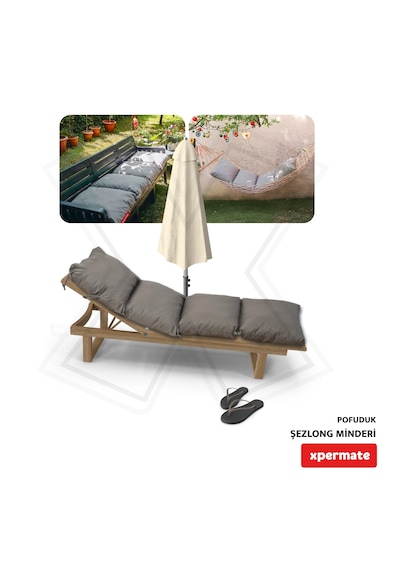 Xpermate Pofuduk Şezlong Minderi 60x180x12cm Su İtici, Antrasit