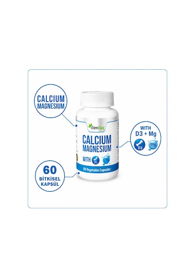 Calcium Magnesium D3 3 Kutu 180 Bitkisel Kapsül Kalsiyum Magnezyum Takviye Edici Gıda