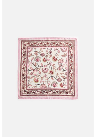 Akswsuar Floral Desenli Fular 70 70 Pembe