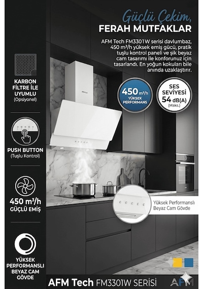 Alveus Afm Serisi FM7701 + FM2201 + FM3301W Alfa Turbolu Cam Dijital Beyaz 3'lü Ankastre Set