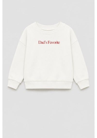 Monila Unisex Çocuk 3 İplik Kumaş Slogan Baskılı Sweatshirt Kırmızı