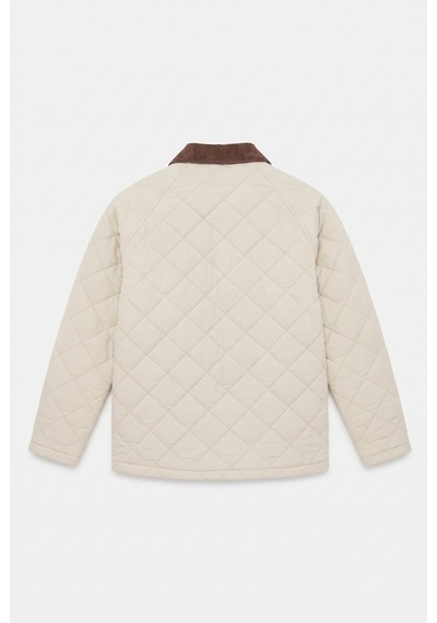 Baselco Retro Kadife Yaka Kapitone Ceket/mont Krem