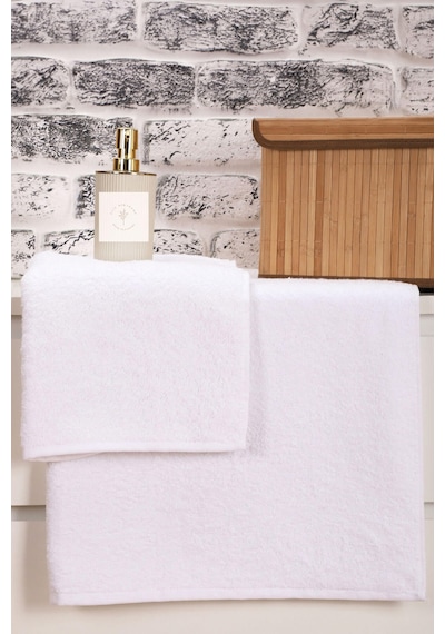 2 Parça Kadın / Erkek Banyo Duş Hamam Havlu Seti 90x150 Cm %100 Pamuklu Beyaz