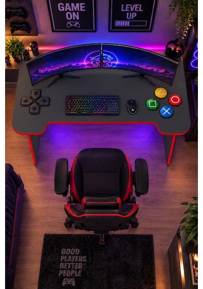 Profesyonel Rgb Ledli Oyuncu Masası 140 75 75 Cm Bilgisayar Masası Gamer Çalışma Masası Antrasit Profesyonel Rgb Ledli Oyuncu Masası 140 75 75 Cm Bilgisayar Masası Gamer Çalışma Masası Antrasit