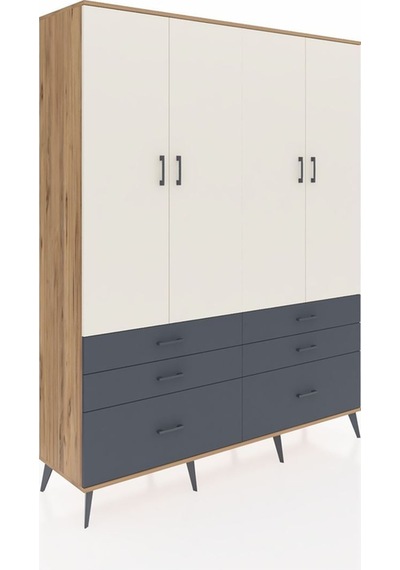 Hyperion Gardrop 8 Raflı 6 Çekmeceli 4 Kapaklı 176x44x221 Çam-aytaşı/antrasit Beyaz Hyperion Gardrop 8 Raflı 6 Çekmeceli 4 Kapaklı 176x44x221 Çam-aytaşı/antrasit Beyaz
