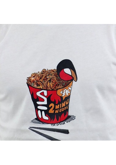Beyaz Fila Erkek T-shirt Cup Noodle Graphic Lu411112 Beyaz