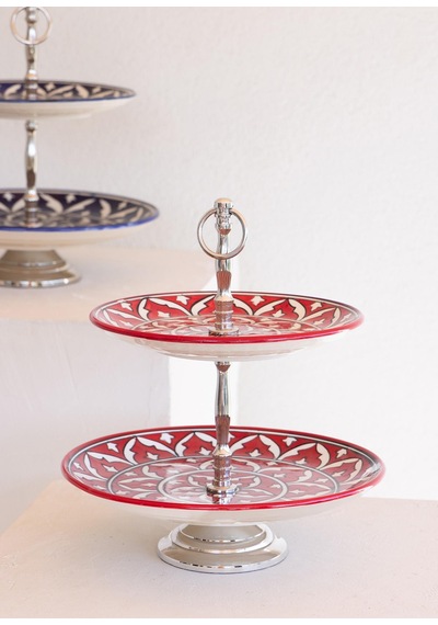 The Mia Corallo 2 Katlı Kek Pasta Servisi Kırmızı 27x22x31 Kırmızı