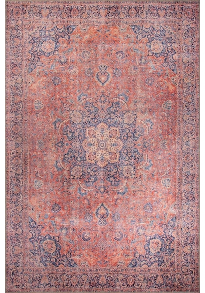 Blues Vintage Desenli Dokuma Taban Dekoratif Kırmızı Halı (Al 370