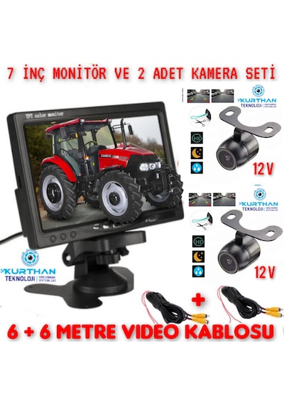 Traktör Biçerdöver İş Makinası 7inç Monitör 2 Adet Kamera Sistemi