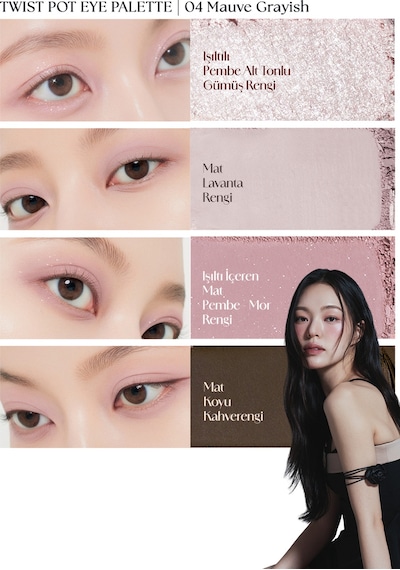 İpeksi Dokulu 4'lü Far Paleti Muzıgae Mansıon Twist Pot Eye Palette 04 Mauve Grayish 17898007