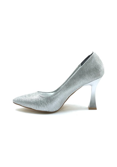Seribo Desen Detaylı Stiletto Kadın Topuklu Ayakkabı GÜMÜŞ