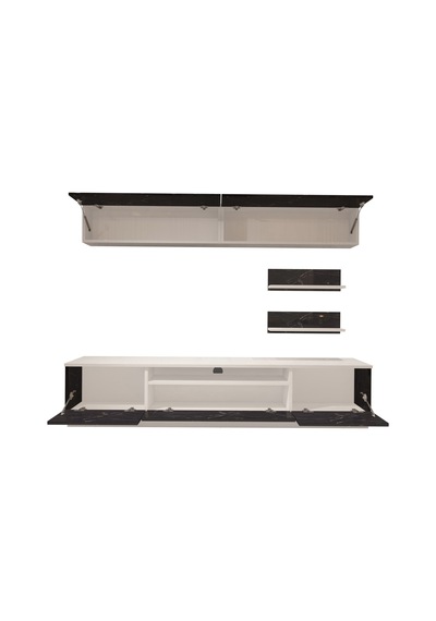 Decoraktiv Trendstyle 5s Mdf Tv Ünitesi Tv Sehpası Beyaz - Siyah Mermer
