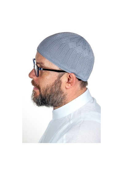 Safir Ince Örme Dantel Namaz Takkesi Gri 1 Adet