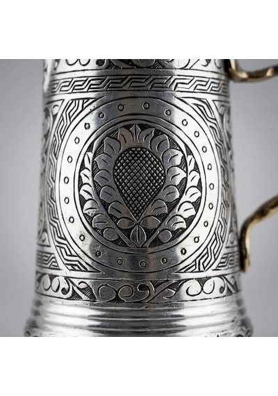 Aura Copper 2 Litre Kapaklı Kalaylı Bakır Sürahi Ağır El İşlemeli