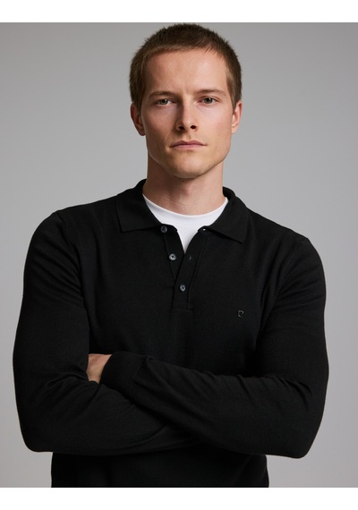Pierre Cardin Siyah Slim Fit Düğmeli Polo Yaka Basic Triko Kazak 50333894-vr046 Pierre Cardin Siyah Slim Fit Düğmeli Polo Yaka Basic Triko Kazak 50333894-vr046