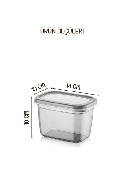 Vienev Peggy Beyaz Serigrafili Kare Ve Dikdörtgen Saklama Seti Antrasit 8x 1.75 + 1.2 + 0.55 ML 4x 800 + 400 ML 32'li Antrasit