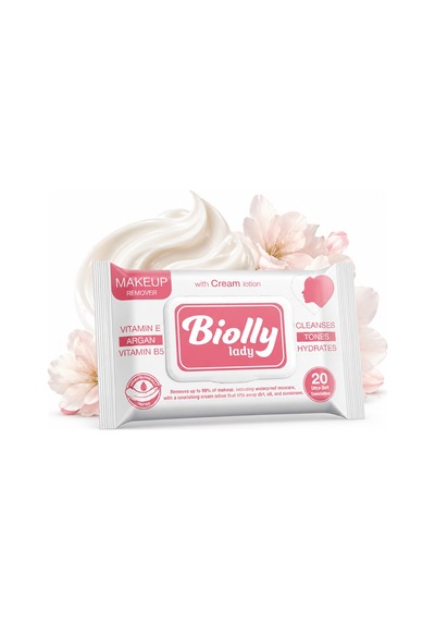 Biolly Cream Makyaj Temizleme Mendili 20 Yaprak - Koli 24 Adet