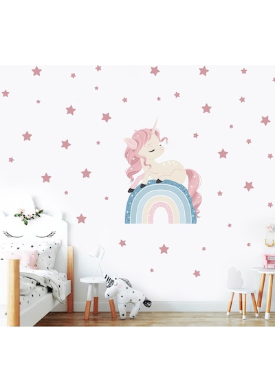 Artikel Unicorn ve Gökkuşağı Çocuk Odası Duvar Sticker 50 x 70 Cm
