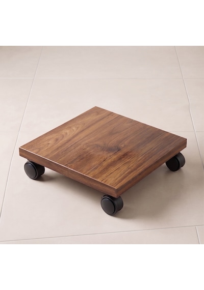 Ahşap Desenli Tekerlekli Stand Saksı, Damacana Ve Tüp Altlığı 30x30 Cm