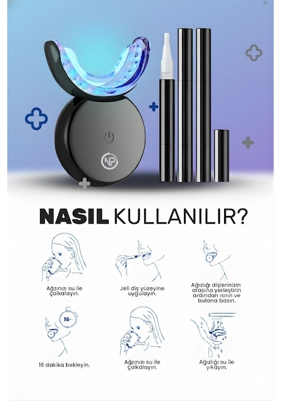 Npo Il32 Mavi Kırmızı Işık Teknolojili 32 Ledli 3 Beyazlatma Jelli Hızlı Diş Beyazlatma Kiti