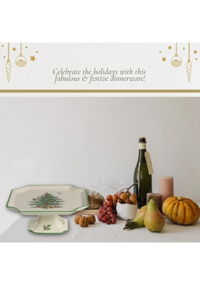 Spode Christmas Tree Footed Square Cake Plate 25cm / 10in - Ayaklı Kare Kek Ve Servis Tabağı Çok Renkli Spode Christmas Tree Footed Square Cake Plate 25cm / 10in - Ayaklı Kare Kek Ve Servis Tabağı Çok Renkli