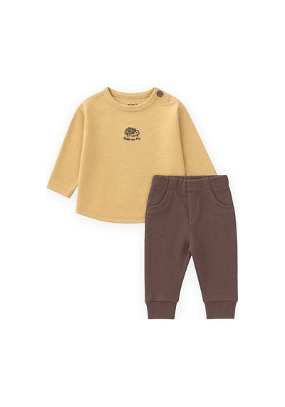 Cigit Nakışlı Mevsimlik Bebe Takımı 0-3 Yaş Sundres sarı