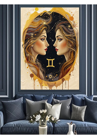 Ahşap Tablo İkizler Burcu Kadın Sembolü