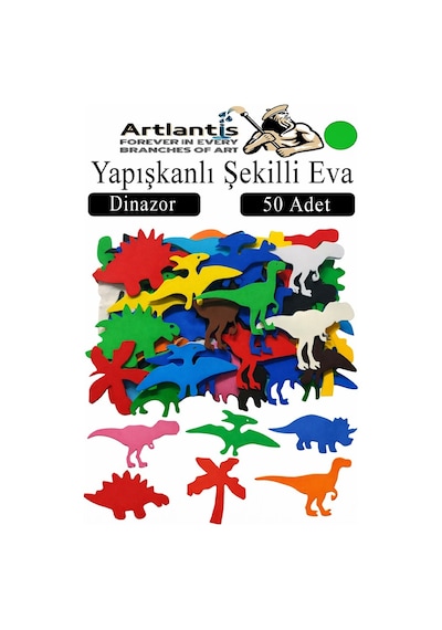 Şekilli Eva Yapışkanlı 50 Li 1 Paket Kendinden Yapışkanlı Eva Sticker Okul Öncesi Kreş Ana Sınıfı Etkinlik Proje Yeşil