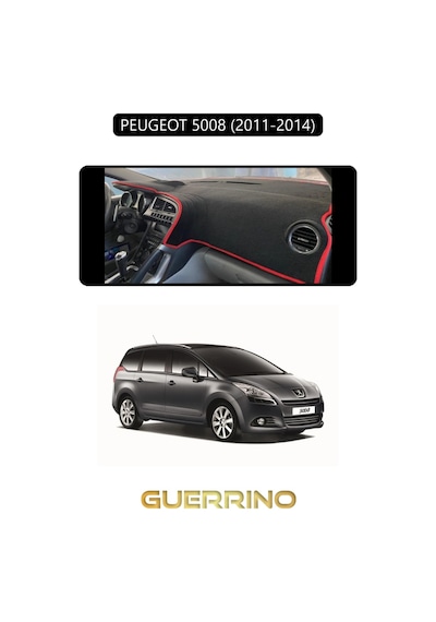 Peugeot 5008 2011-2014 Torpido Koruma Halısı Siyah Kenar