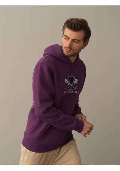 Xint Mor Regular Fit Kapüşonlu Pamuklu Sweatshirt 300275